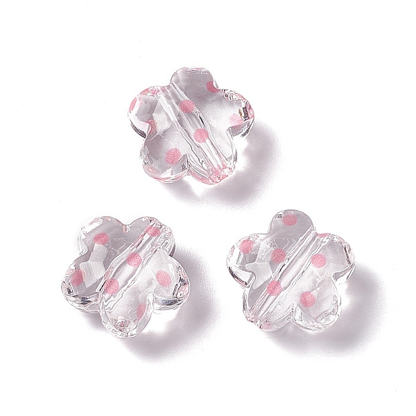 

PandaHall Transparent Acrylic Beads, Flower with Polka Dot Pattern, Clear, Pink, 16.5x17.5x10mm, Hole: 3mm Acrylic Polka Dot Pink