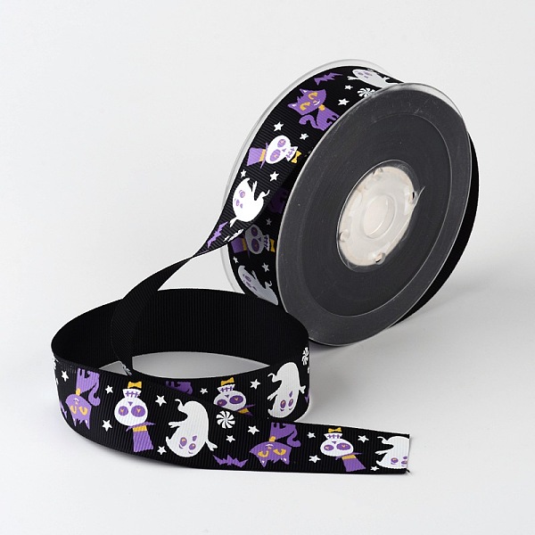 

PandaHall Grosgrain Ribbon For Halloween, Black, 1 inch(26mm), about 100yards/roll(91.44m/roll) Polyester Others Black