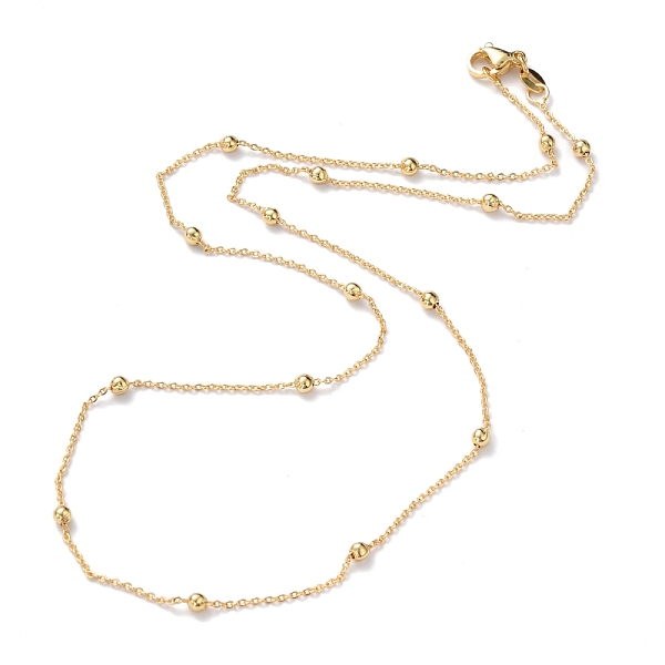 

PandaHall Brass Cable Chain Necklaces, with Round Beads and Lobster Claw Clasps, Long-Lasting Plated, Real 18K Gold Plated, 18.1~18.50 inch...