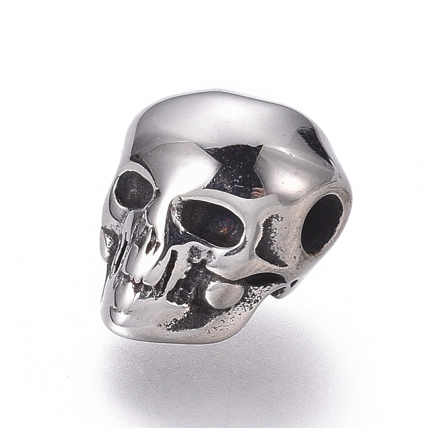 

PandaHall 316 Surgical Stainless Steel Beads, Polished, Skull, Antique Silver, 12x9.5x9.5mm, Hole: 2mm 316 Surgical Stainless Steel Skull