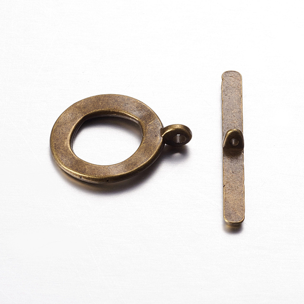 PandaHall Tibetan Style Toggle Clasps, Antique Bronze, Cadmium Free & Nickel Free & Lead Free, Antique Bronze, 21x17mm, Hole: 2mm Alloy Ring