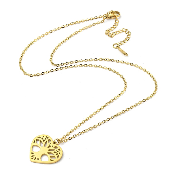 

PandaHall 304 Stainless Steel Pendant Necklaces, Heart with Tree, Golden, 17.52 inch(44.5cm) 304 Stainless Steel Tree