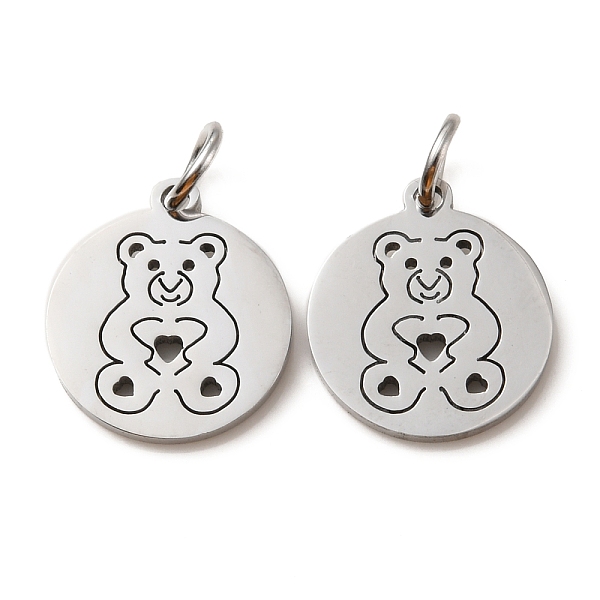 

PandaHall 304 Stainless Steel Charms, Laser Cut, with Jump Ring, Stainless Steel Color, Flat Round Charm, Bear, 13.5x12x1mm, Hole: 3.6mm 304...