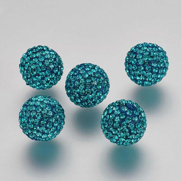 

PandaHall Half Drilled Czech Crystal Rhinestone Pave Disco Ball Beads, Large Round Polymer Clay Czech Rhinestone Beads, 229_Blue Zircon..., Cyan