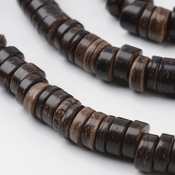

PandaHall Dyed Natural Coconut Disc Bead Strands, Coffee, 9x2~6mm, Hole: 3mm, about 108pcs/strand, 15.7 inch Coconut Disc Brown
