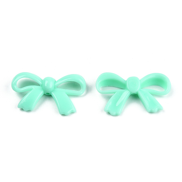 

PandaHall Opaque Acrylic Beads, Bowknot, Aquamarine, 18x30x5.5mm, Hole: 1.6mm, about 600pcs/500g Acrylic Bowknot Green