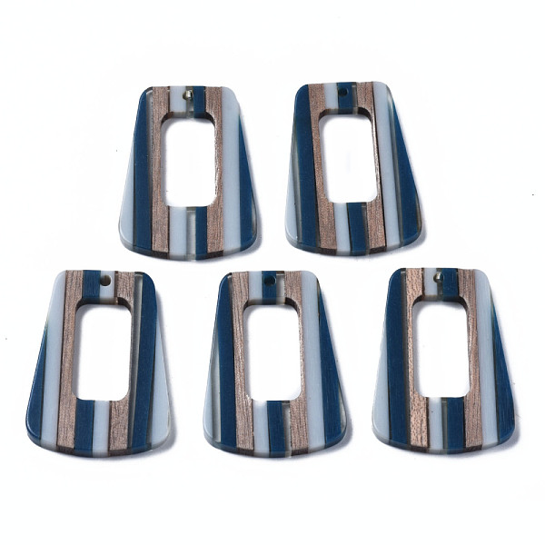 

PandaHall Resin & Walnut Wood Pendants, Trapezoid, Prussian Blue, 38x27x3mm, Hole: 2mm Resin+Wood Trapezoid