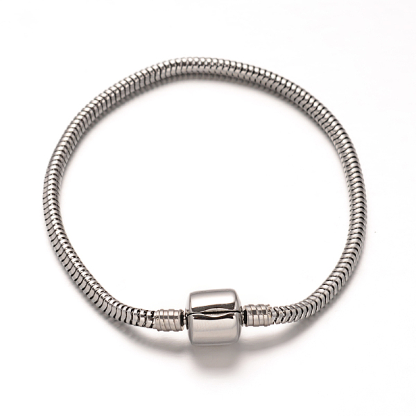 304 Stainless Steel European Style Round Snake Chains Bracelet Making