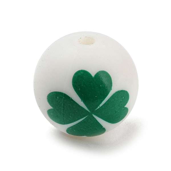 

PandaHall Silicone Beads, Round, Clover, 15mm, Hole: 2mm Silicone Clover Green