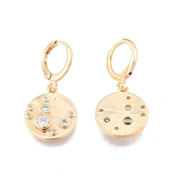 

PandaHall Clear Cubic Zirconia Flat Round Dangle Leverback Earrings, Brass Jewelry for Women, Cadmium Free & Nickel Free & Lead Free, Real...
