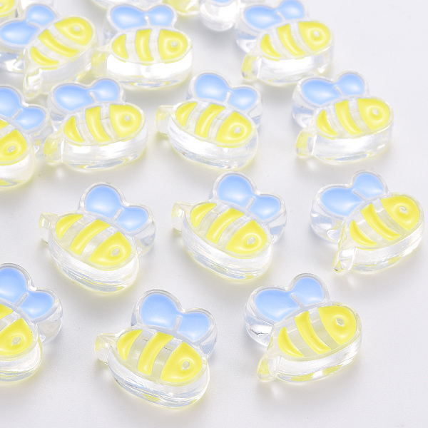 

PandaHall Transparent Acrylic Beads, with Enamel, Bee, Yellow, 23.5x26x9mm, Hole: 3mm Acrylic Bees Yellow