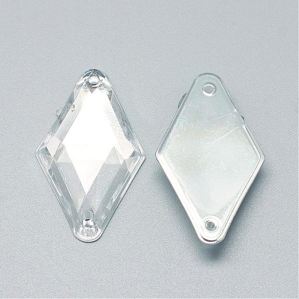 

PandaHall Sew on Rhinestone, Transparent Acrylic Rhinestone, Two Holes, Garment Accessories, Rhombus, Clear, 31x18x5.5mm, Hole: 0.8~1mm...