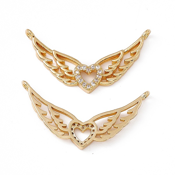 

PandaHall Brass Micro Pave Cubic Zirconia 2-Loop Pendants, Heart with Wing Charm, Real 18K Gold Plated, 15.5x28.5x2mm, Hole: 1.2mm..., Clear
