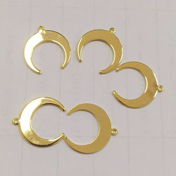 

PandaHall Brass Pendants, Double Horn/Crescent Moon, Nickel Free, Real 18K Gold Plated, 18.5x17.5x1mm, Hole: 1mm Brass Moon