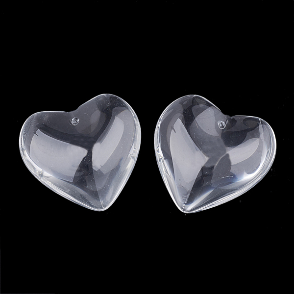 PandaHall Valentine Gifts for Her Ideas Glass Pendants, Heart, Clear, 41x42x14mm, Hole: 2mm Glass Heart Clear