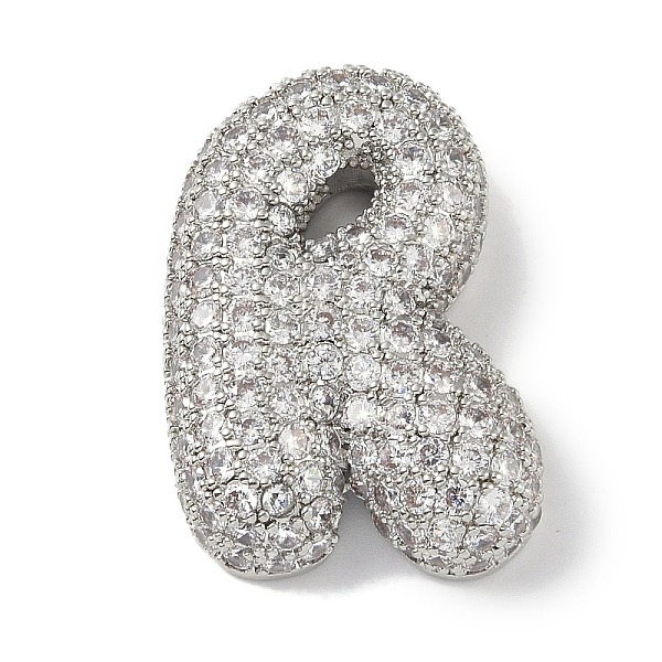 

PandaHall Rack Plating Brass Micro Pave Clear Cubic Zirconia Pendants, Long-Lasting Plated, Platium, Letter R, 30.5x21.5x7mm, Hole: 4x2.5mm..., Silver