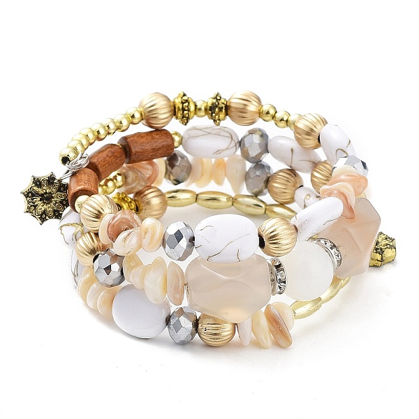 Alloy & Resin Beads Three Loops Wrap Style Bracelet
