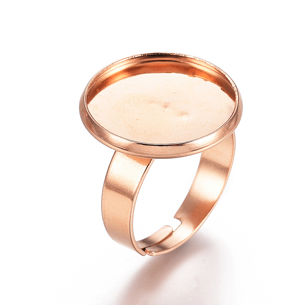 

PandaHall Adjustable 201 Stainless Steel Finger Rings Components, Pad Ring Base Findings, Flat Round, Rose Gold, Tray: 16mm, 18mm 201...