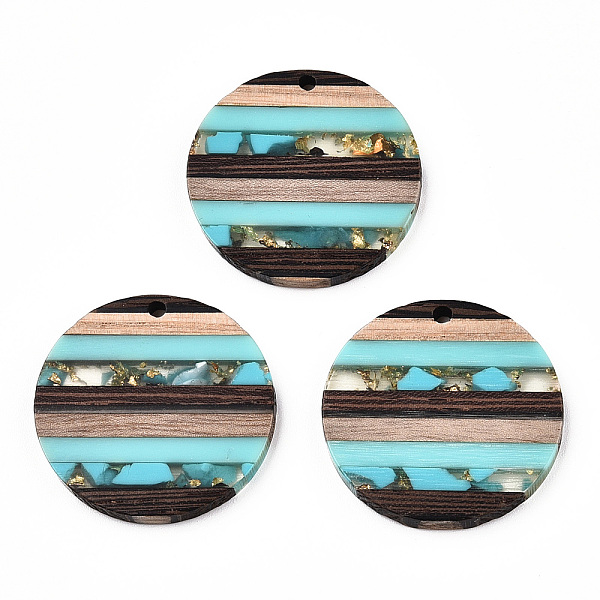 

PandaHall Transparent Resin & Walnut Wood Pendants, with Gold Foil, Flat Round Charm, Turquoise, 30x3.5mm, Hole: 2mm Resin+Wood Flat Round..., Green
