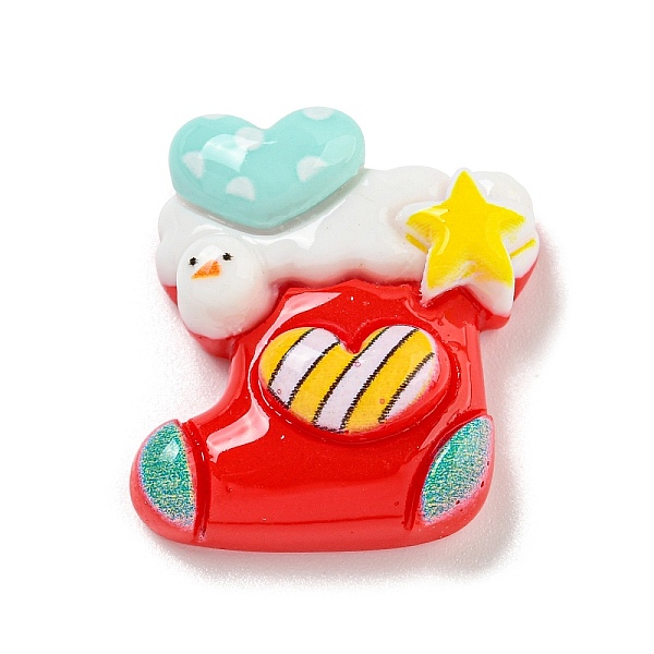 

PandaHall Christmas Opaque Resin Decoden Cabochons, Christmas Socking, 23.5x22x8.5mm Resin Christmas Socking Red