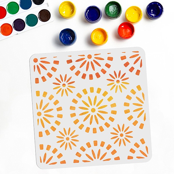 

PandaHall PET Hollow Out Drawing Painting Stencils, for DIY Scrapbook, Photo Album, Flower Pattern, 300x300mm Plastic Flower