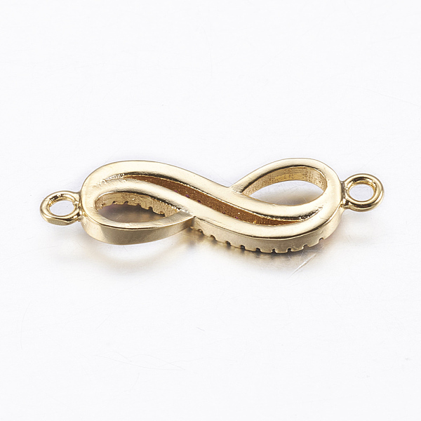

PandaHall Brass Micro Pave Cubic Zirconia Links, Double Infinity, Real 18K Gold Plated, 7x25.5x3mm, Hole: 1.5mm Brass+Cubic Zirconia...