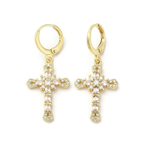 

PandaHall Cross Real 18K Gold Plated Brass Dangle Leverback Earrings, with Cubic Zirconia and Glass, Clear, 39x17.5mm Cubic Zirconia Cross...