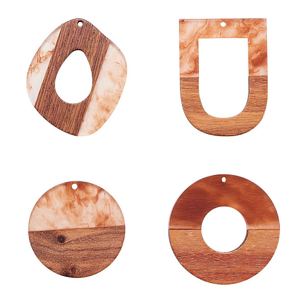 

PandaHall Resin & Wood Pendants, Mixed Shape, Coconut Brown, 38x3.5mm, Hole: 2mm, 8pcs/box Resin+Wood Mixed Shapes Brown
