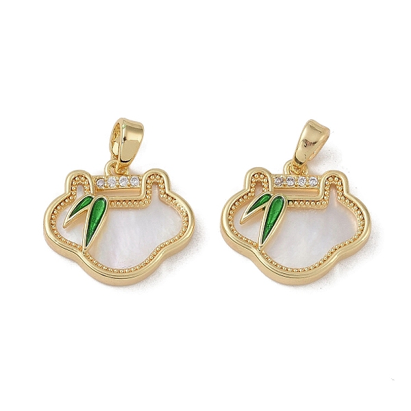 

PandaHall Brass & Shell & Clear Cubic Zirconia Charms, with Enamel, Longevity Lock Charms, Real 18K Gold Plated, 14.5x16x3mm, Hole...
