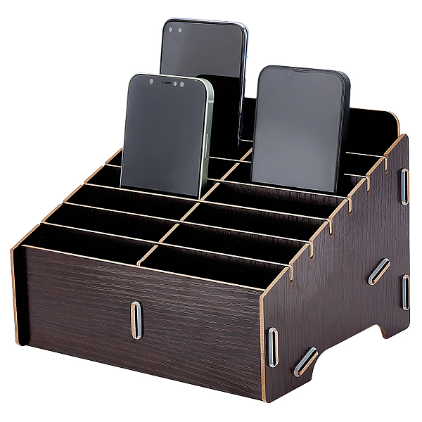 

PandaHall 14-Grid Detachable Wooden Cell Phone Storage Box, Mobile Phone Holder, Desktop Organizer Storage Box for Classroom Office...