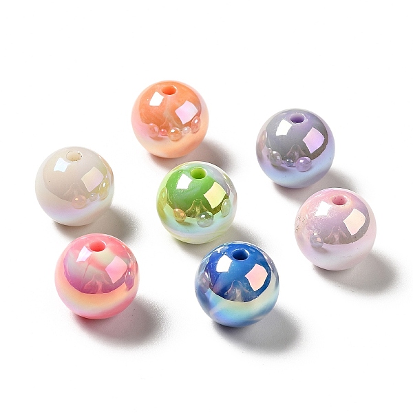 

PandaHall UV Plating Opaque Rainbow Iridescent Acrylic Beads, Round, Mixed Color, 15~15.5x15.5~16mm, Hole: 2.7~2.8mm Acrylic Round..., Multicolor