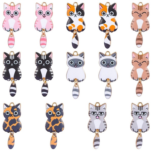

PandaHall 28Pcs 7 Style Light Gold Rack Plating Alloy Enamel Pendants, Cadmium Free & Nickel Free & Lead Free, Cat Charm, Mixed Color..., Multicolor
