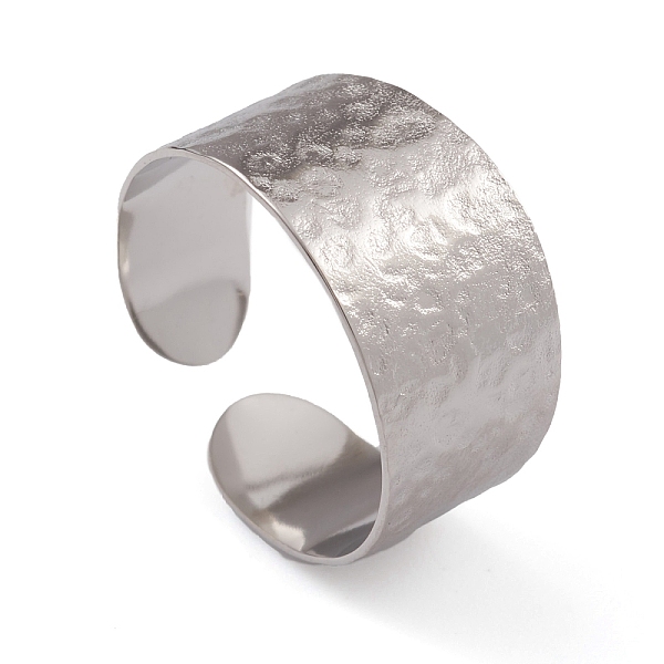 

PandaHall 304 Stainless Steel Textured Open Cuff Rings for Women, Stainless Steel Color, Inner Diameter: 17.4mm 304 Stainless Steel