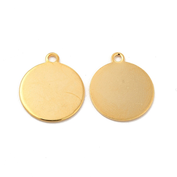 

PandaHall 201 Stainless Steel Pendants, Flat Round Charm, Real 24K Gold Plated, 16x14x0.5mm, Hole: 1.2mm 201 Stainless Steel Flat Round
