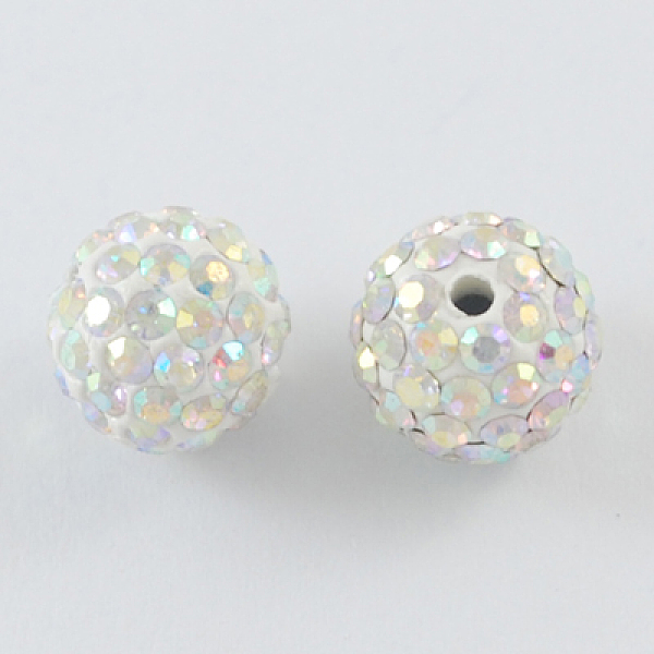 

PandaHall Pave Disco Ball Beads, Polymer Clay Rhinestone Beads, Round, Crystal AB, 8mm, Hole: 1mm Polymer Clay+Glass Rhinestone Round White