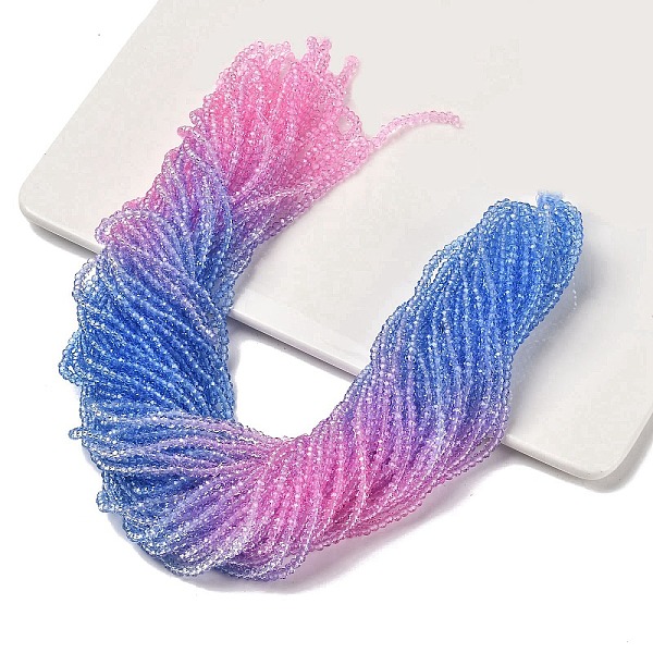 

PandaHall Transparent Painted Glass Beads Strands, Faceted, Rondelle, Colorful, 3.4x2.6mm, Hole: 0.5mm, about 135pcs/strand, 14.17''(36cm)...