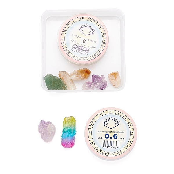 

PandaHall 1 Box 10Pcs Nuggets Nuggets Beads, Copper Jewelry Wire for DIY Necklace Making Kits Mixed Stone