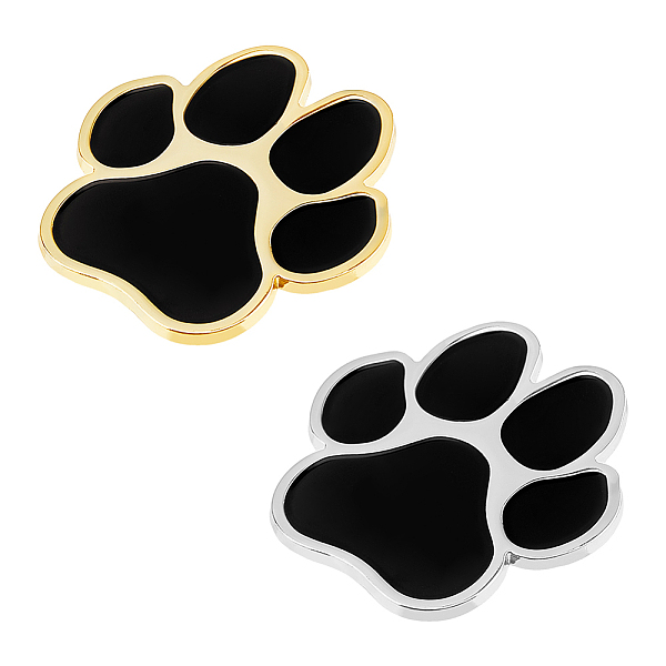 

PandaHall SUPERFINDINGS 2 Sets 2 Colors Self Adhesive Alloy Cat Stickers, Bear Paw Print, Mixed Color, 64.5x60x2.5mm, 1 set/color Alloy Paw...