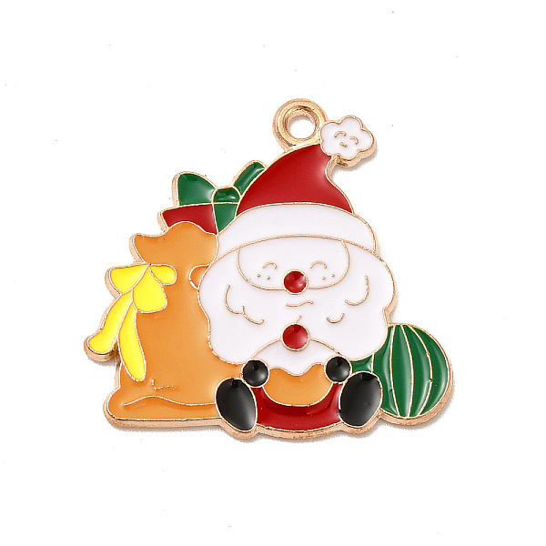 

PandaHall Christmas Theme Alloy Enamel Pendants, Light Gold, Santa Claus, 25x26x1.5mm, Hole: 1.6mm Alloy+Enamel Santa Claus