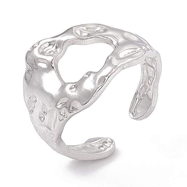 304 Stainless Steel Wide Hollow Open Cuff Ring For Women