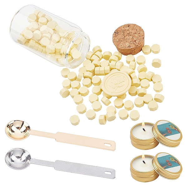 

PandaHall CRASPIRE DIY Scrapbook Making Kits, Including Sealing Wax Particles, Paraffin Candles, Iron Wax Sticks Melting Spoon, Glass Jar..., Multicolor