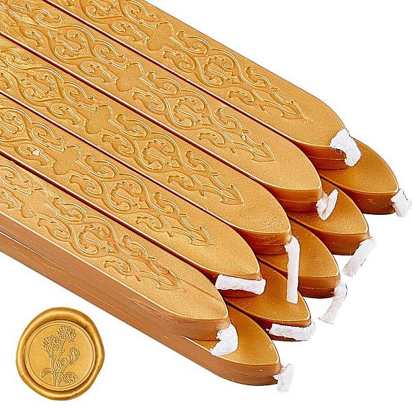 

PandaHall CRASPIRE 20 Pieces Sealing Wax Sticks Totem Fire Manuscript Wax Seal Sticks for Vintage Wax Seal Stamp and Letter Invitation Cards..., Gold