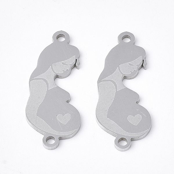 

PandaHall 201 Stainless Steel Links connectors, Laser Cut Links, for Mother's Day, Pregnant Woman, Stainless Steel Color, 23x9x1mm, Hole...