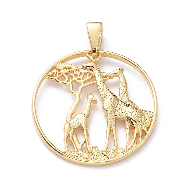

PandaHall Brass Pendants, Long-Lasting Plated, Flat Round with Giraffe, Real 18K Gold Plated, 28x2mm, Hole: 6x3.4mm Brass Flat Round