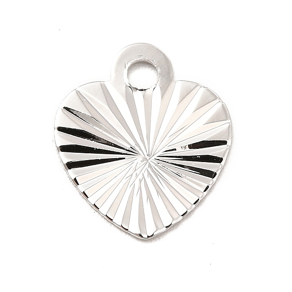 

PandaHall Rack Plating Brass Pendants, Long-Lasting Plated, Heart Charm, Platinum, 12x10x0.3mm, Hole: 1.6mm Brass Heart