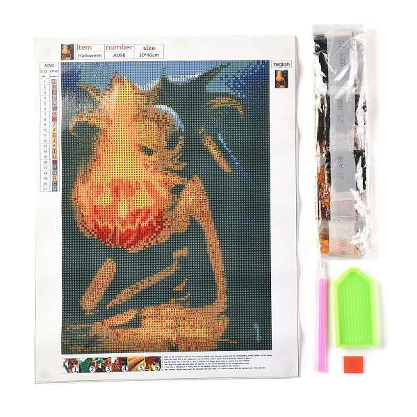 

PandaHall Halloween Theme DIY Diamond Painting Canvas Kits for Kids, Including Canvas Picture, Resin Rhinestone, Plastic Tray Plate, Diamond...