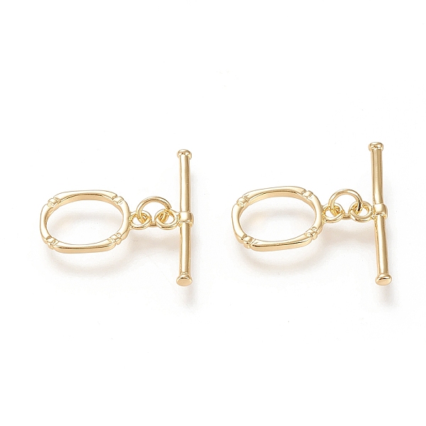

PandaHall Brass Toggle Clasps, with Jump Rings, Long-Lasting Plated, Oval, Real 18K Gold Plated, Oval: 16.5x11x1.7mm, Hole: 2x1.8mm, Bar...
