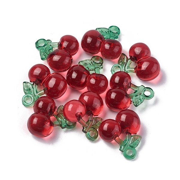 

PandaHall Transparent Korea Acrylic Pendants, Cherry, Red, 20.2x20x10mm, Hole: 2.6mm Acrylic Cherry Red