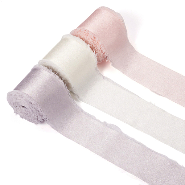 

PandaHall 3 Rolls 3 Colors Polyester Frayed Fringe Ribbon, Raw Edge Wedding Ribbon for Gift Wrapping, Flower Bouquet Decor, Mixed Color..., Multicolor