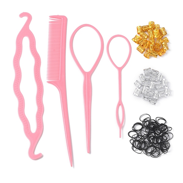 

PandaHall 200Pcs 2 Colors Aluminum Dreadlocks Beads Hair Decoration, with 1 Set Acrylic Hair Braiding Tool, 1 Bag Disposable Mini Rubber..., Multicolor